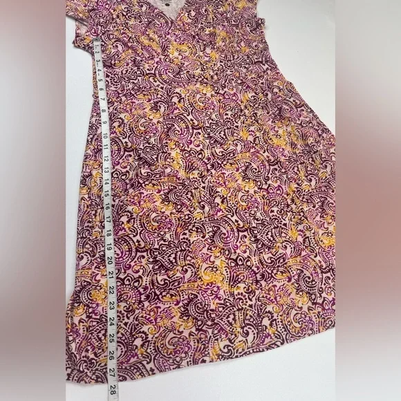 Sahalie Cap Sleeve Stretch Paisley Batik Jersey Stretch Dress Womens Large - Picture 5 of 9